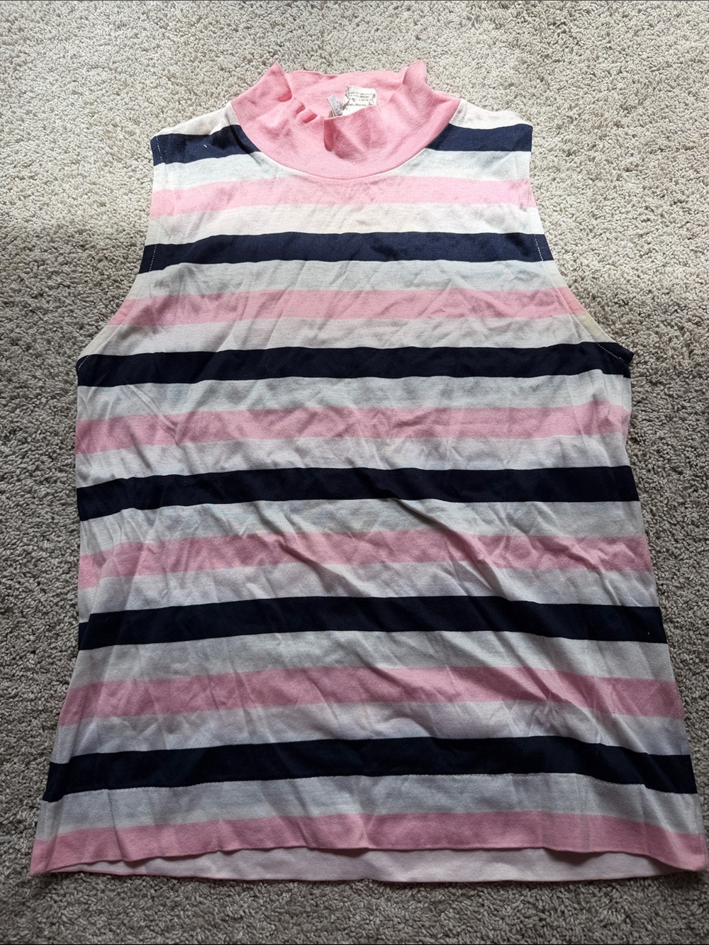 Vintage 1980s GUCCI Italy Striped Mockneck Knit Tank Top (Size L)